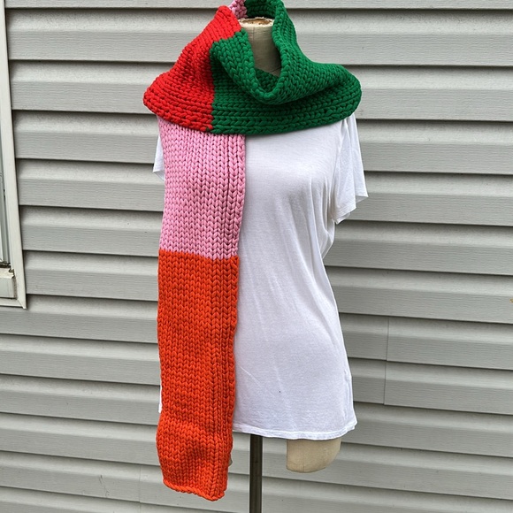 NWT Tory Burch Sport Hand Knit Multi-Color Colorblock Scarf - Picture 5 of 10